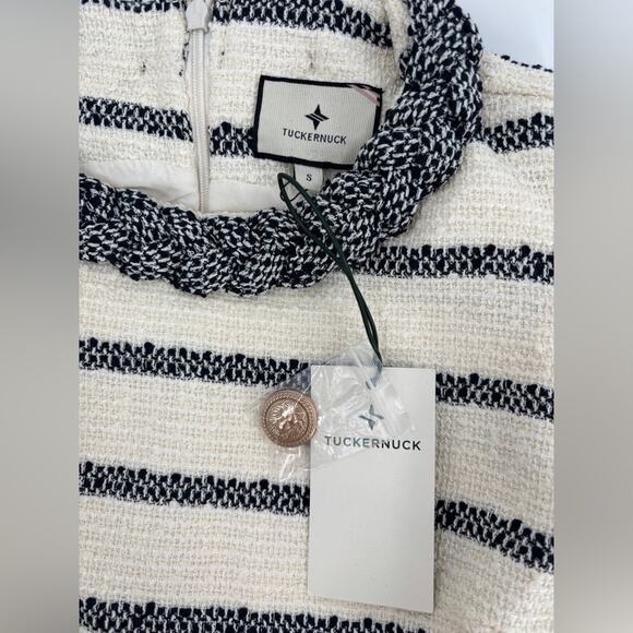 Tuckernuck Navy Stripe Tweed Sleeveless Crew Neck Jackie Mini Dress Size S - Picture 3 of 5